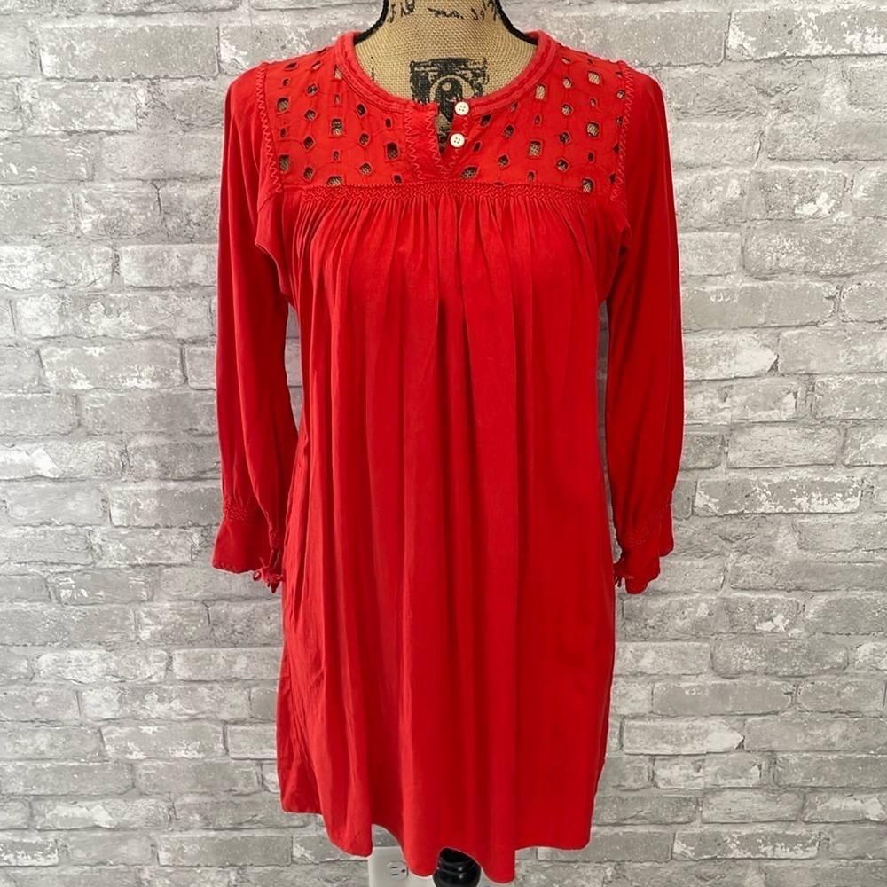Madewell Daybreak Eyelet Linen
Orange Red Mini Long Sleeve Dress